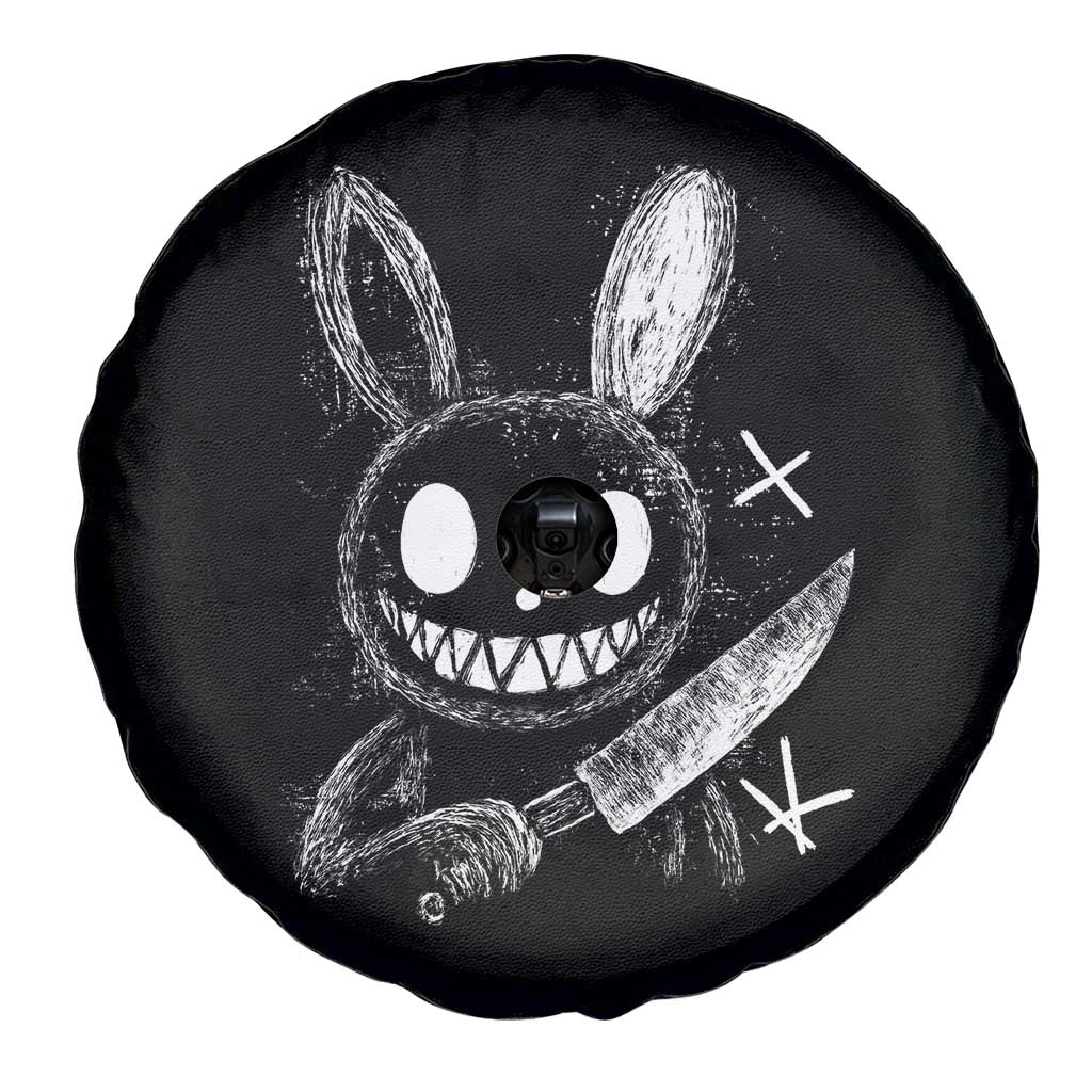 Funny Creepy Bunny With Knife Spare Tire Cover Cute Horror Aesthetic - Wonder Print Shop