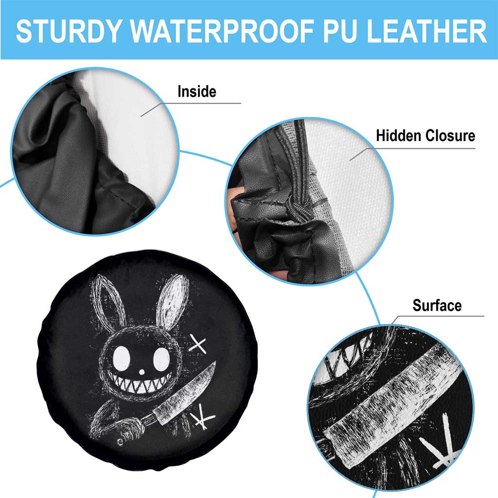 Funny Creepy Bunny With Knife Spare Tire Cover Cute Horror Aesthetic - Wonder Print Shop