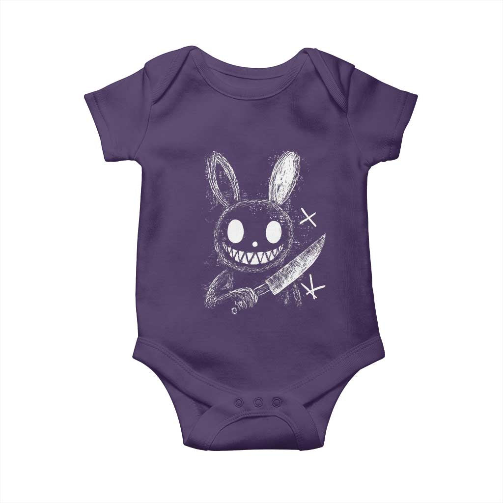 Funny Creepy Bunny With Knife Baby Onesie Cute Horror Aesthetic - Wonder Print Shop
