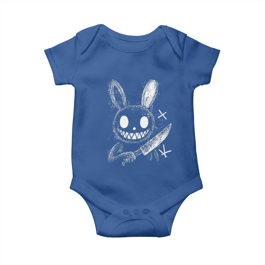 Funny Creepy Bunny With Knife Baby Onesie Cute Horror Aesthetic - Wonder Print Shop