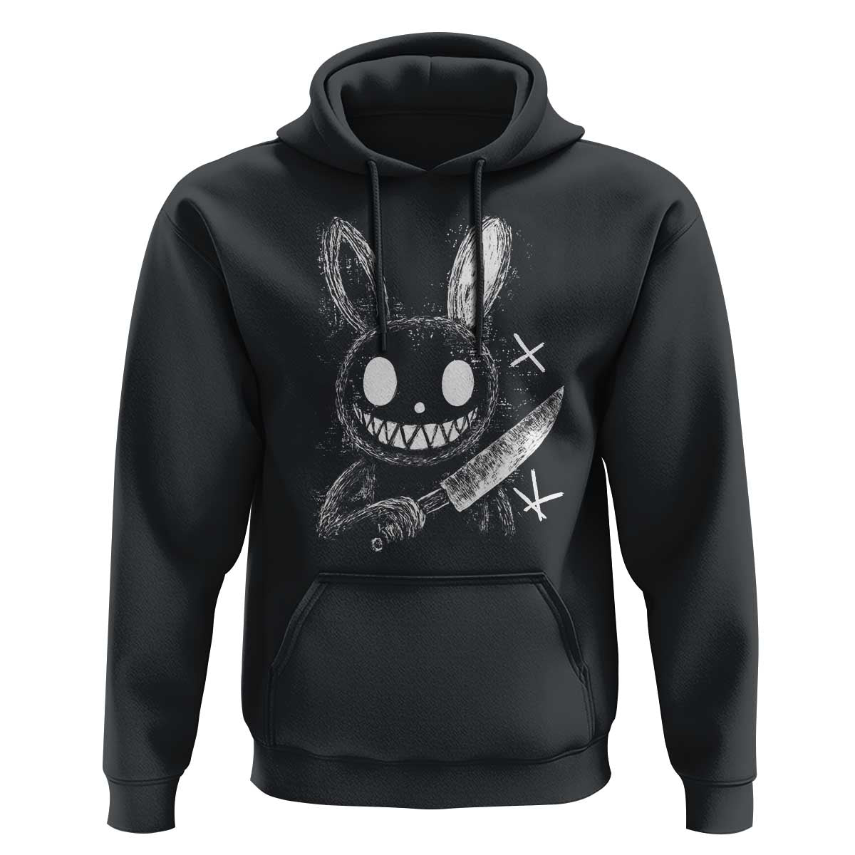 Funny Creepy Bunny With Knife Hoodie Cute Horror Aesthetic - Wonder Print Shop