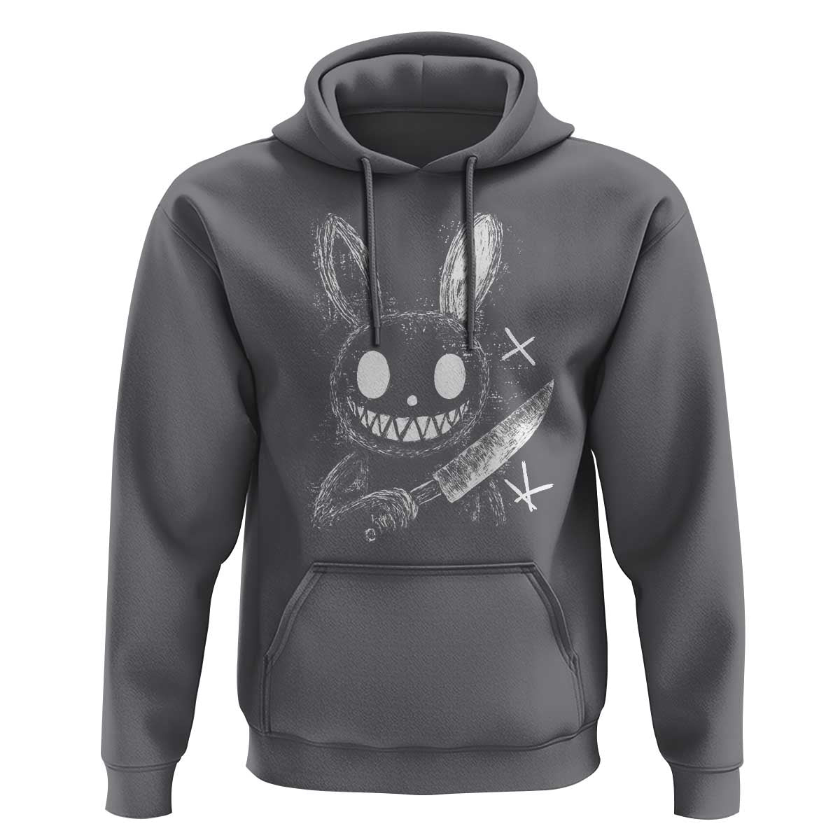 Funny Creepy Bunny With Knife Hoodie Cute Horror Aesthetic - Wonder Print Shop