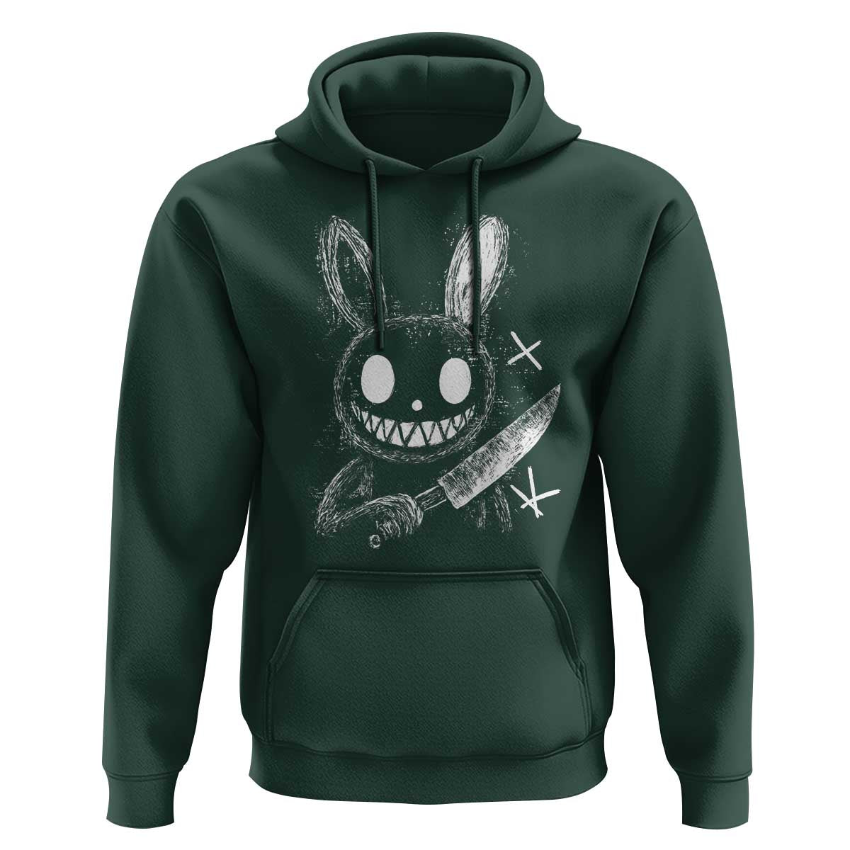 Funny Creepy Bunny With Knife Hoodie Cute Horror Aesthetic - Wonder Print Shop