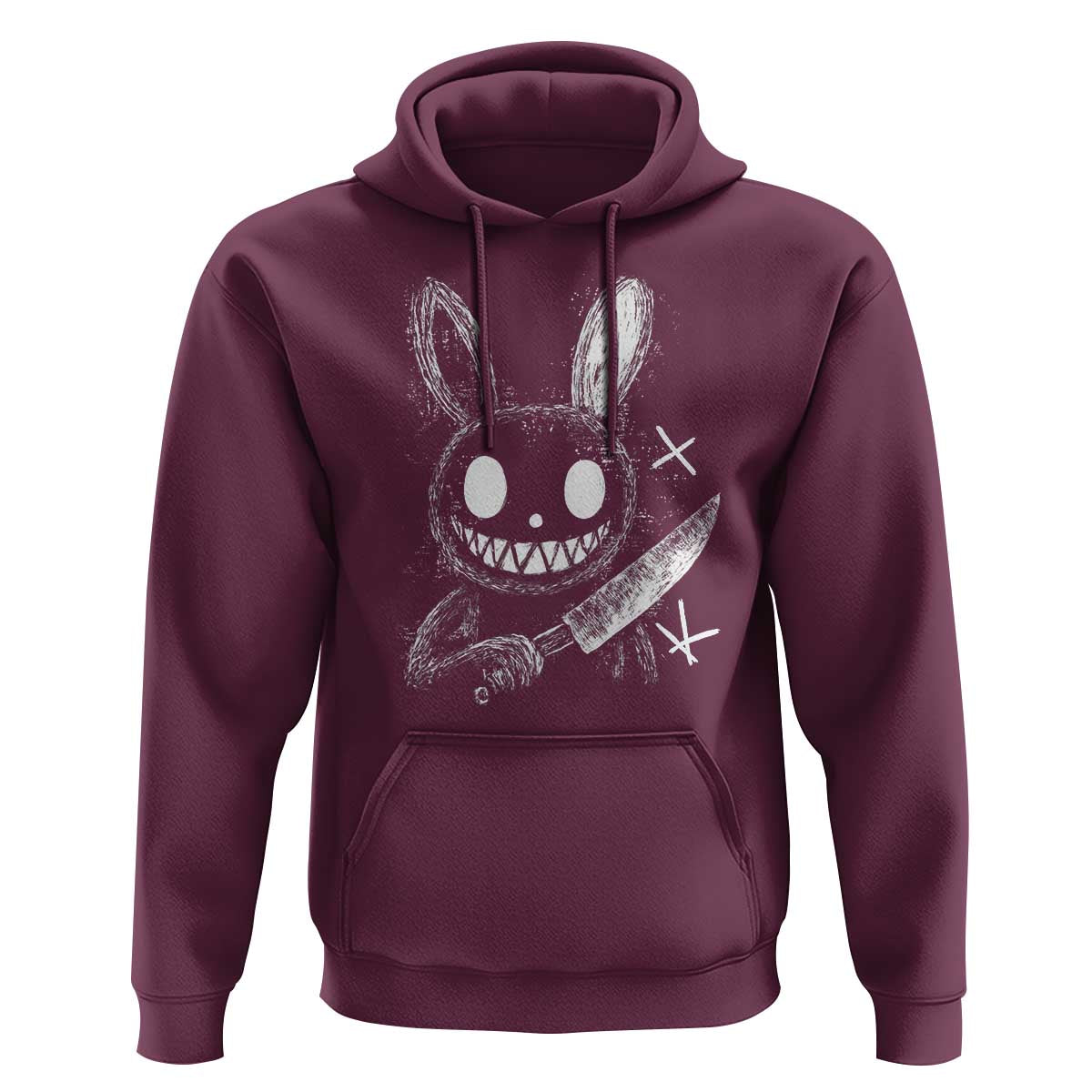 Funny Creepy Bunny With Knife Hoodie Cute Horror Aesthetic - Wonder Print Shop