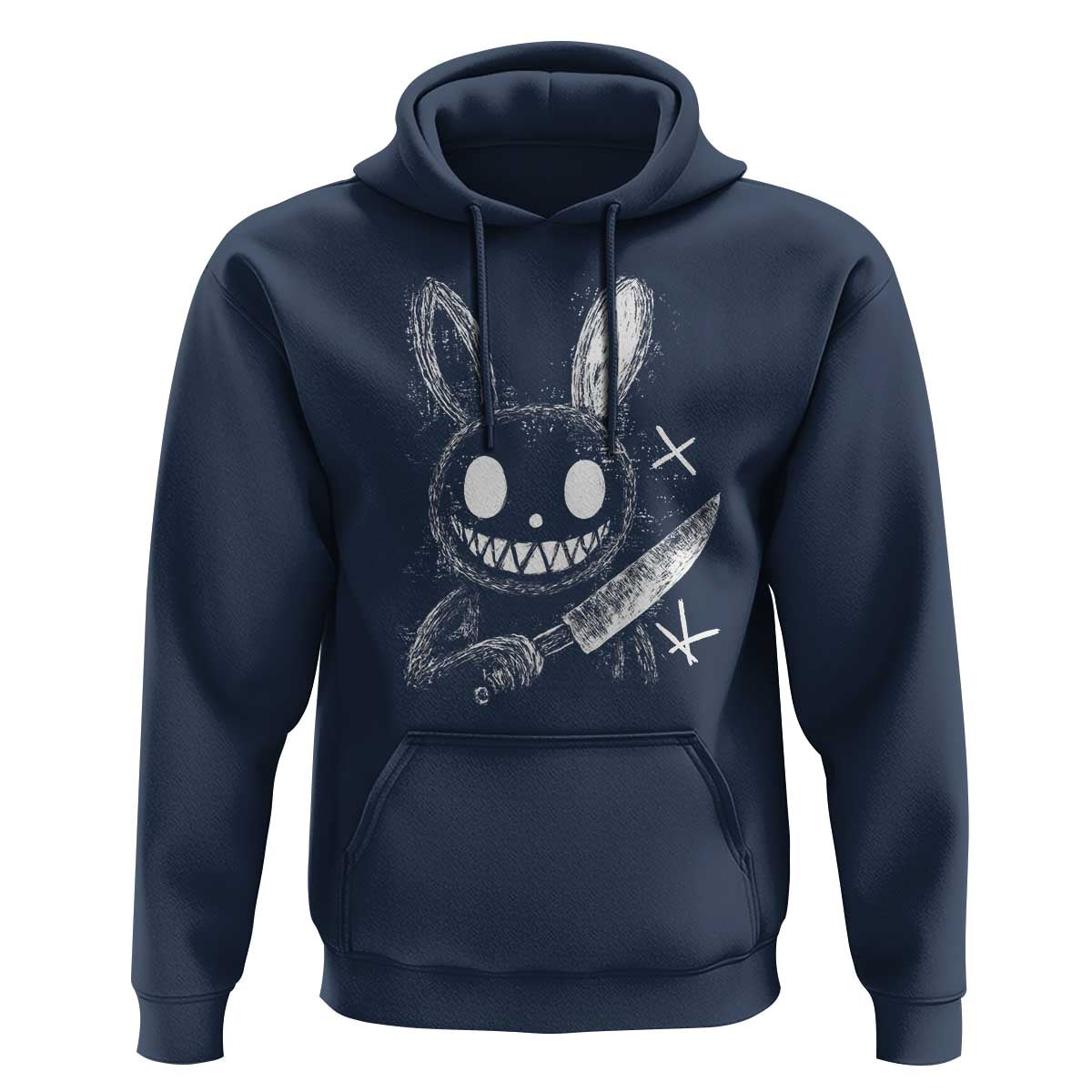 Funny Creepy Bunny With Knife Hoodie Cute Horror Aesthetic - Wonder Print Shop