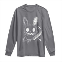 Funny Creepy Bunny With Knife Long Sleeve Shirt Cute Horror Aesthetic - Wonder Print Shop