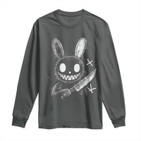 Funny Creepy Bunny With Knife Long Sleeve Shirt Cute Horror Aesthetic - Wonder Print Shop