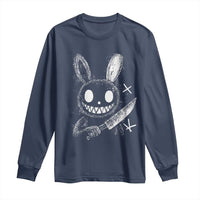 Funny Creepy Bunny With Knife Long Sleeve Shirt Cute Horror Aesthetic - Wonder Print Shop