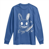 Funny Creepy Bunny With Knife Long Sleeve Shirt Cute Horror Aesthetic - Wonder Print Shop