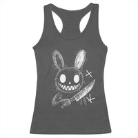 Funny Creepy Bunny With Knife Racerback Tank Top Cute Horror Aesthetic - Wonder Print Shop