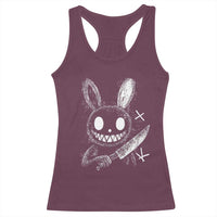 Funny Creepy Bunny With Knife Racerback Tank Top Cute Horror Aesthetic - Wonder Print Shop
