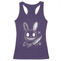 Funny Creepy Bunny With Knife Racerback Tank Top Cute Horror Aesthetic - Wonder Print Shop