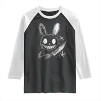 Funny Creepy Bunny With Knife Raglan Shirt Cute Horror Aesthetic - Wonder Print Shop