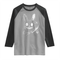 Funny Creepy Bunny With Knife Raglan Shirt Cute Horror Aesthetic - Wonder Print Shop