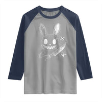 Funny Creepy Bunny With Knife Raglan Shirt Cute Horror Aesthetic - Wonder Print Shop