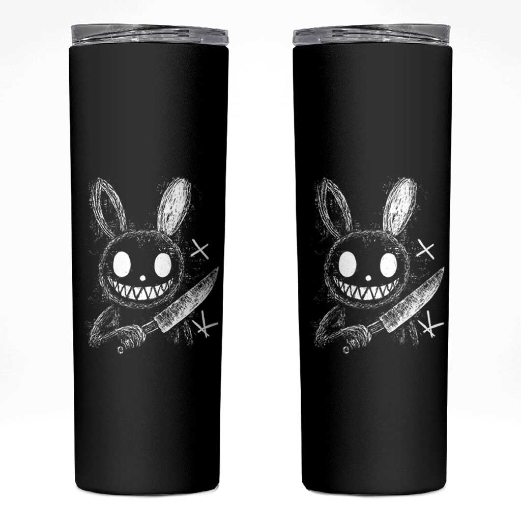 Funny Creepy Bunny With Knife Skinny Tumbler Cute Horror Aesthetic