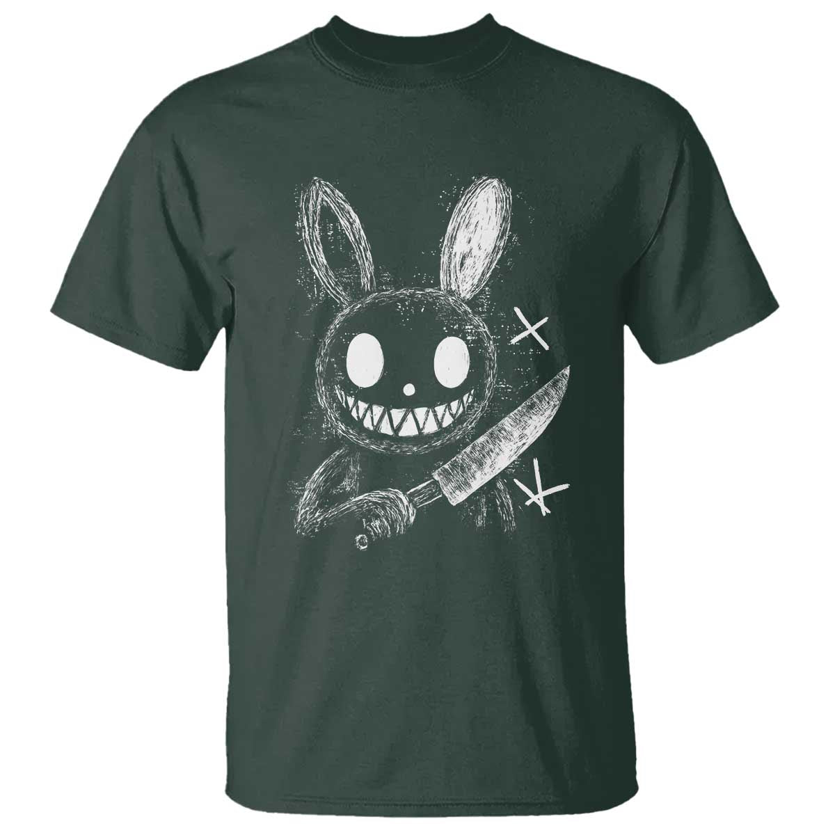 Funny Creepy Bunny With Knife T Shirt Cute Horror Aesthetic - Wonder Print Shop