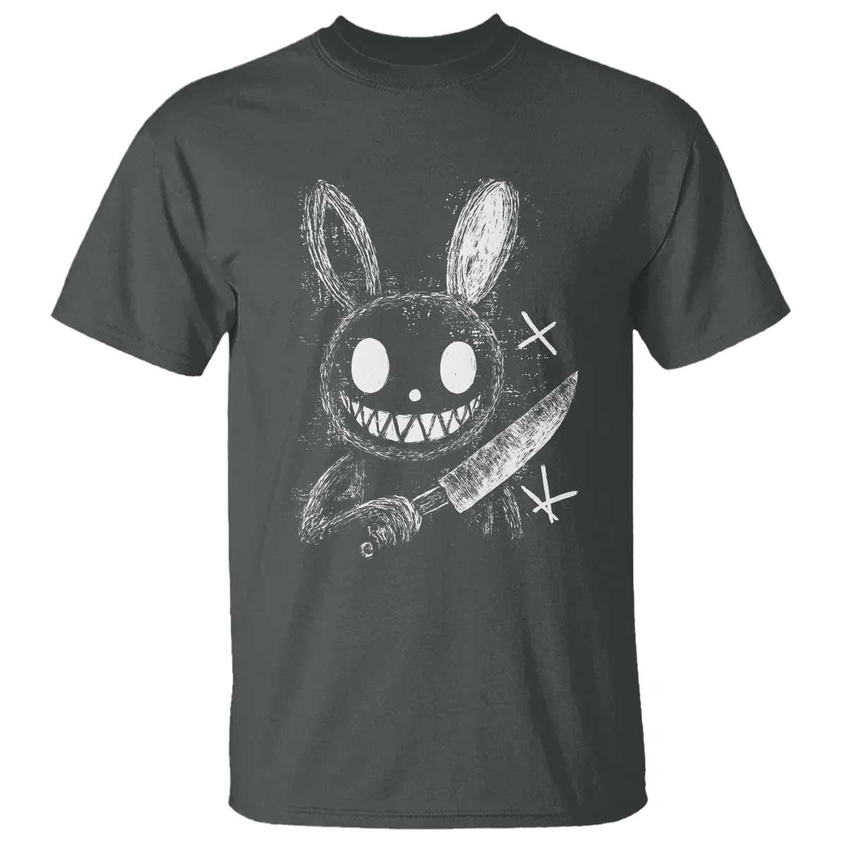 Funny Creepy Bunny With Knife T Shirt Cute Horror Aesthetic - Wonder Print Shop