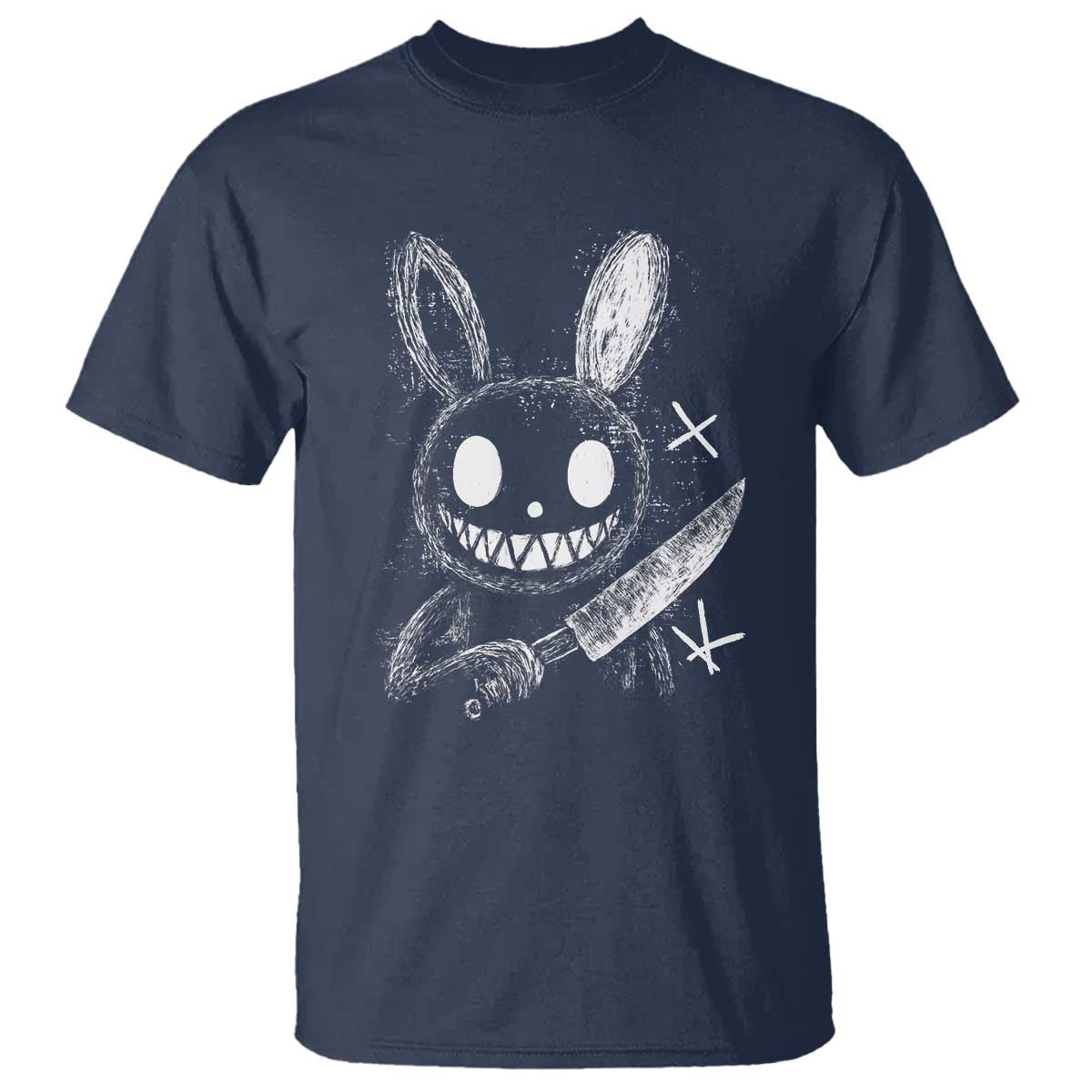 Funny Creepy Bunny With Knife T Shirt Cute Horror Aesthetic - Wonder Print Shop