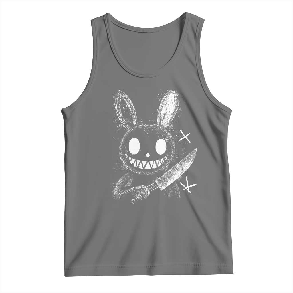 Funny Creepy Bunny With Knife Tank Top Cute Horror Aesthetic - Wonder Print Shop
