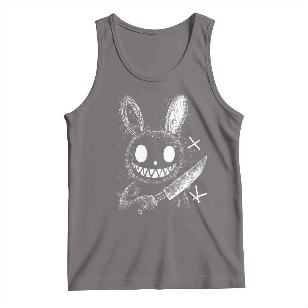 Funny Creepy Bunny With Knife Tank Top Cute Horror Aesthetic - Wonder Print Shop