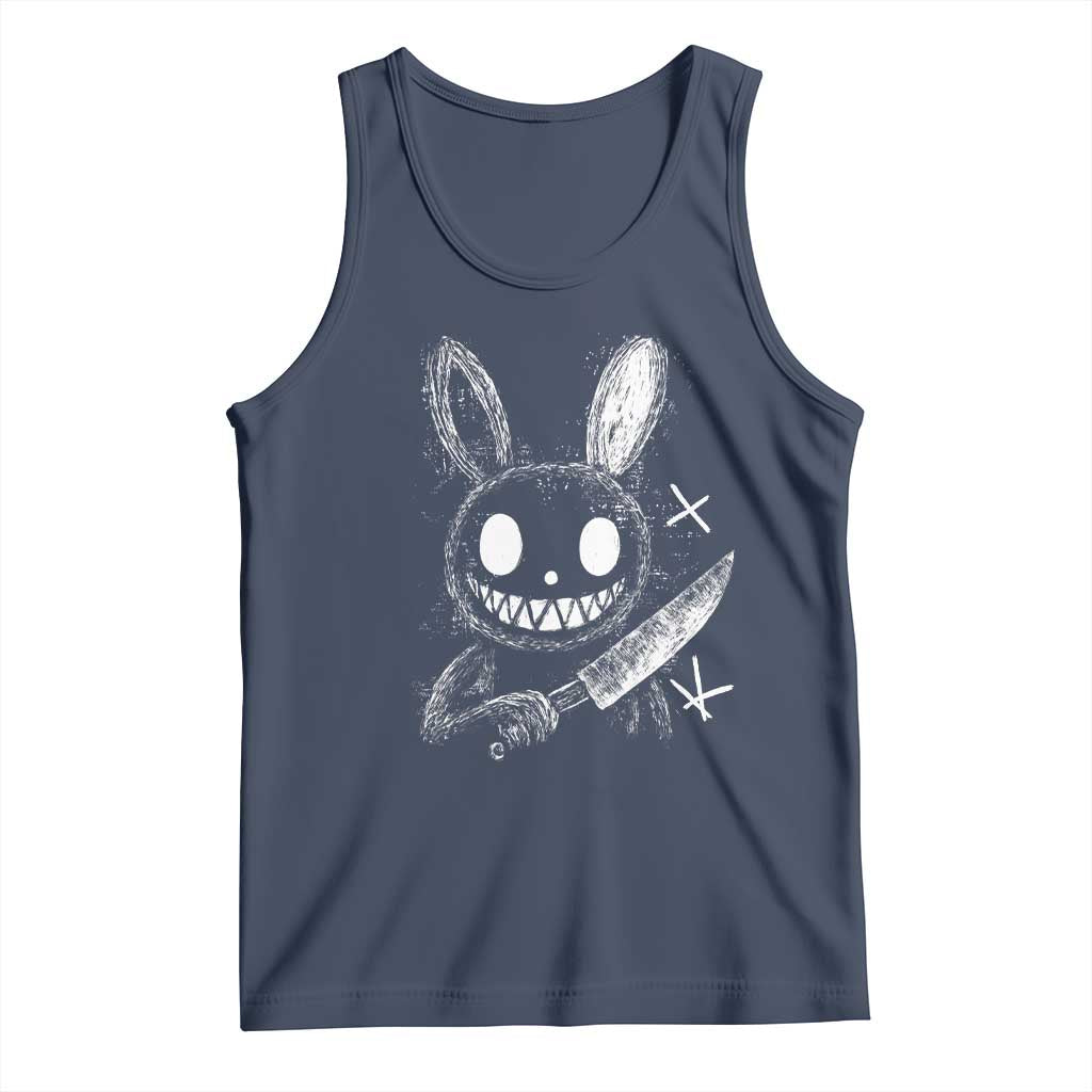 Funny Creepy Bunny With Knife Tank Top Cute Horror Aesthetic - Wonder Print Shop