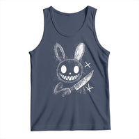 Funny Creepy Bunny With Knife Tank Top Cute Horror Aesthetic - Wonder Print Shop