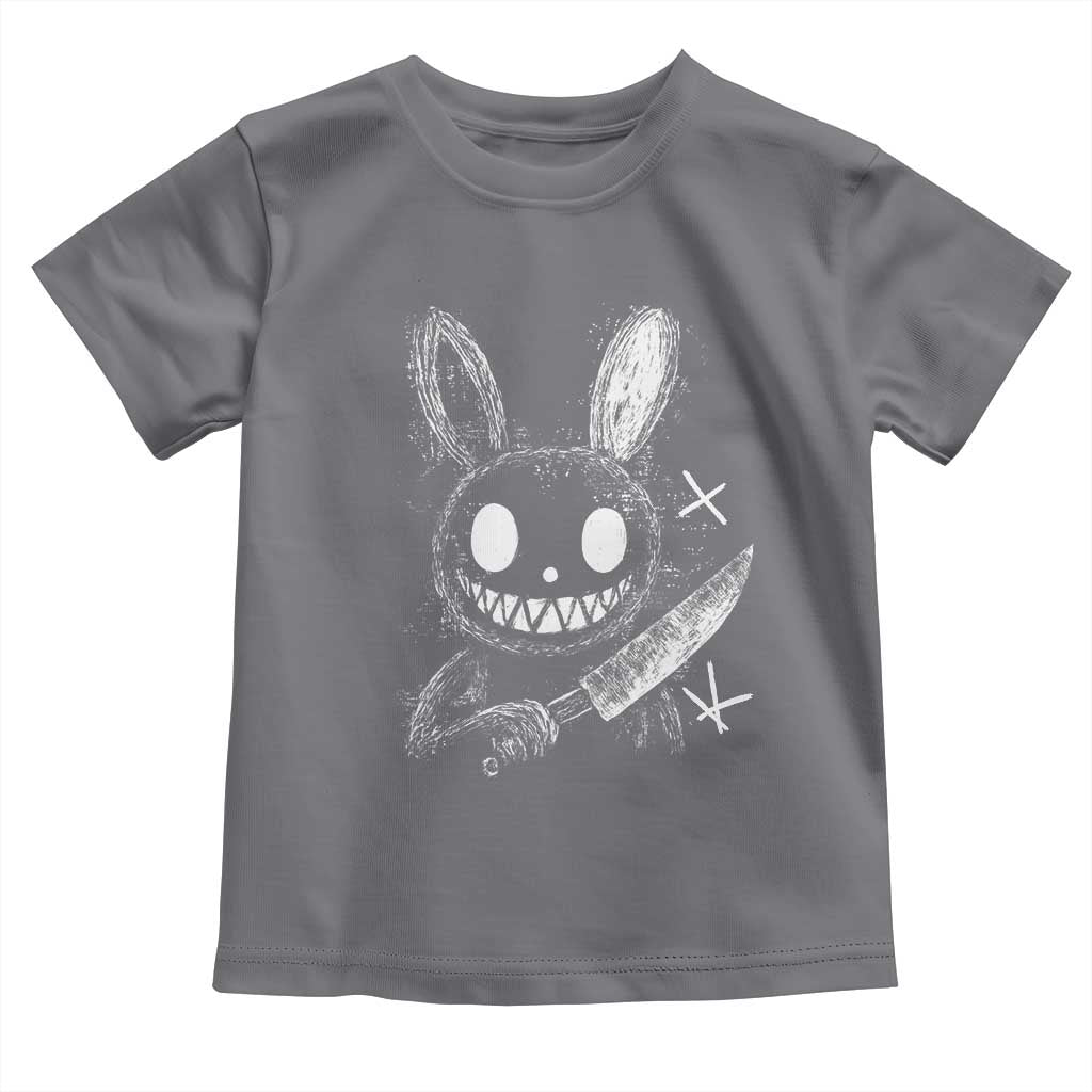 Funny Creepy Bunny With Knife Toddler T Shirt Cute Horror Aesthetic - Wonder Print Shop