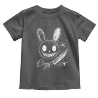 Funny Creepy Bunny With Knife Toddler T Shirt Cute Horror Aesthetic - Wonder Print Shop