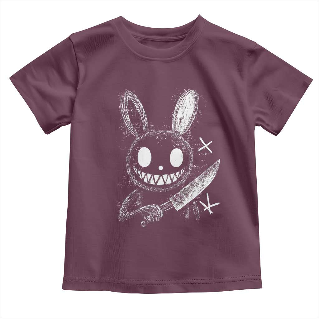 Funny Creepy Bunny With Knife Toddler T Shirt Cute Horror Aesthetic - Wonder Print Shop
