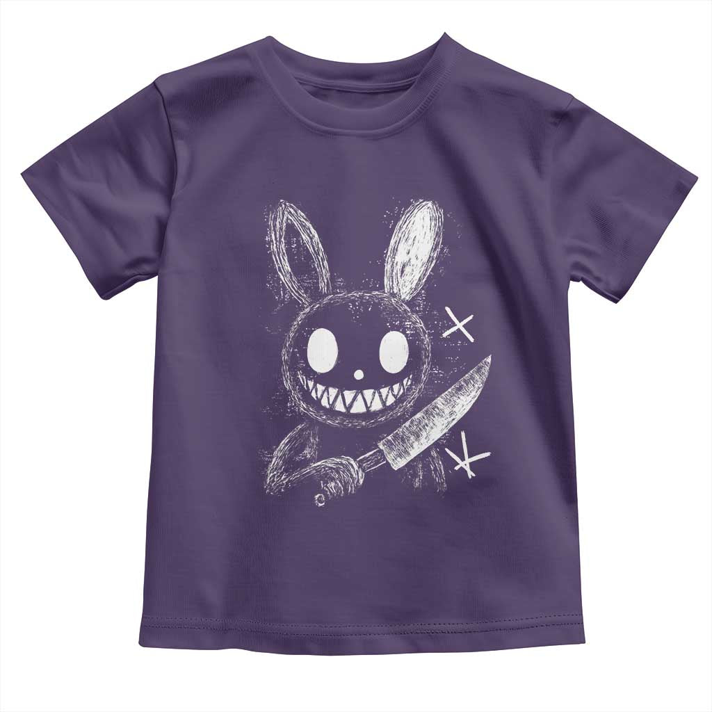 Funny Creepy Bunny With Knife Toddler T Shirt Cute Horror Aesthetic - Wonder Print Shop