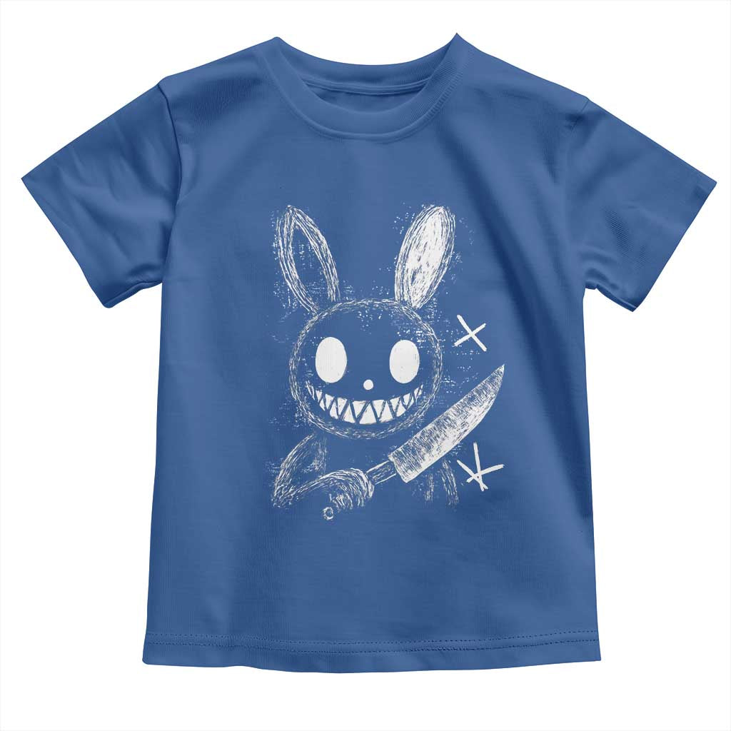 Funny Creepy Bunny With Knife Toddler T Shirt Cute Horror Aesthetic - Wonder Print Shop