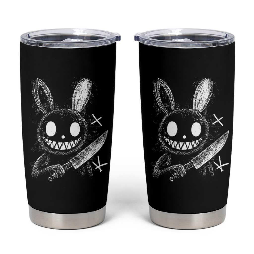 Funny Creepy Bunny With Knife Tumbler Cup Cute Horror Aesthetic