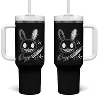 Funny Creepy Bunny With Knife Tumbler With Handle Cute Horror Aesthetic