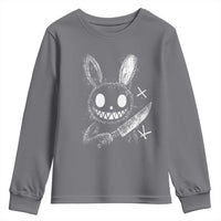 Funny Creepy Bunny With Knife Youth Sweatshirt Cute Horror Aesthetic - Wonder Print Shop