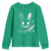 Funny Creepy Bunny With Knife Youth Sweatshirt Cute Horror Aesthetic - Wonder Print Shop