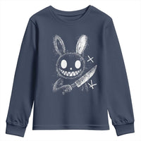 Funny Creepy Bunny With Knife Youth Sweatshirt Cute Horror Aesthetic - Wonder Print Shop