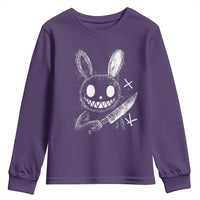 Funny Creepy Bunny With Knife Youth Sweatshirt Cute Horror Aesthetic - Wonder Print Shop