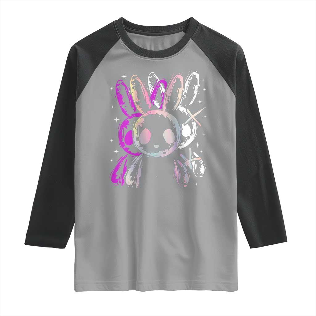 Horror Cute Bunny Rabbit Raglan Shirt Horror Aesthetic - Wonder Print Shop