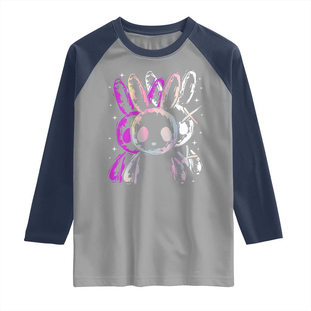 Horror Cute Bunny Rabbit Raglan Shirt Horror Aesthetic - Wonder Print Shop