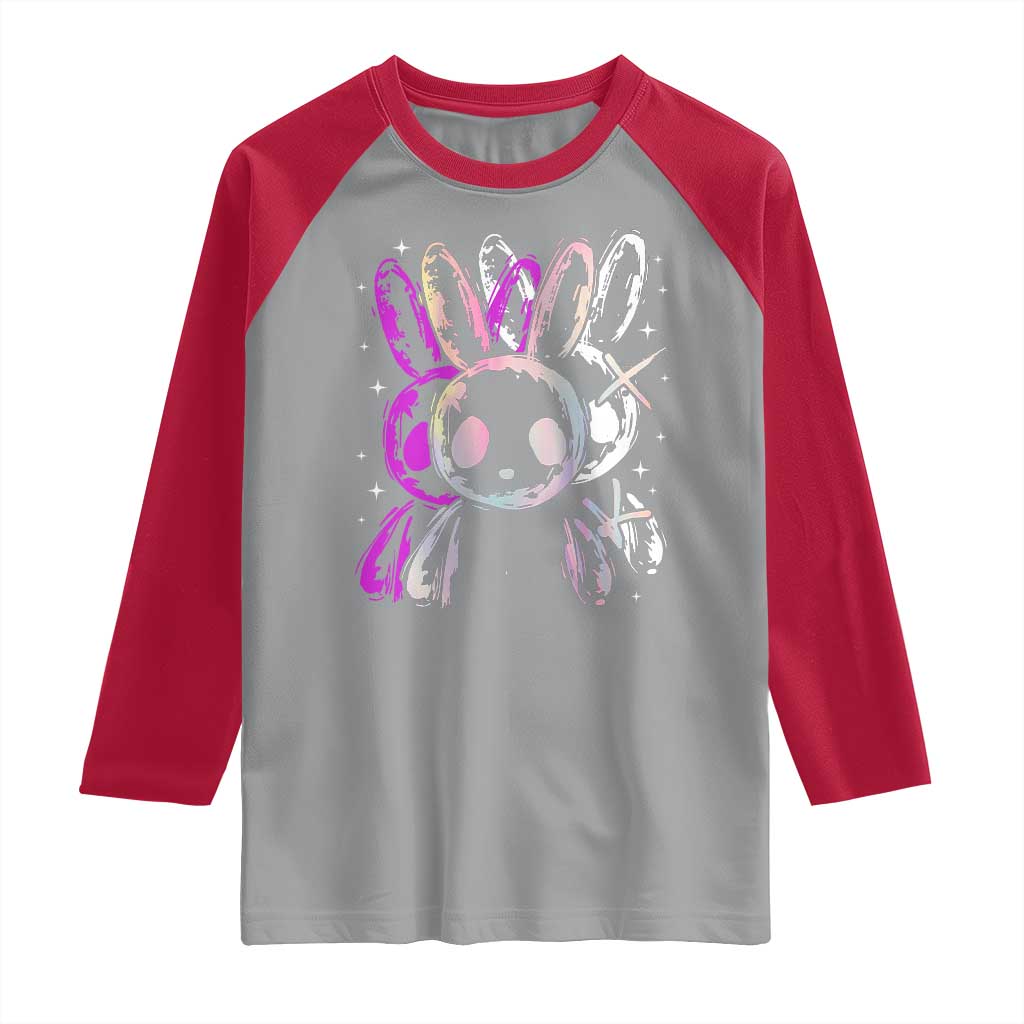 Horror Cute Bunny Rabbit Raglan Shirt Horror Aesthetic - Wonder Print Shop