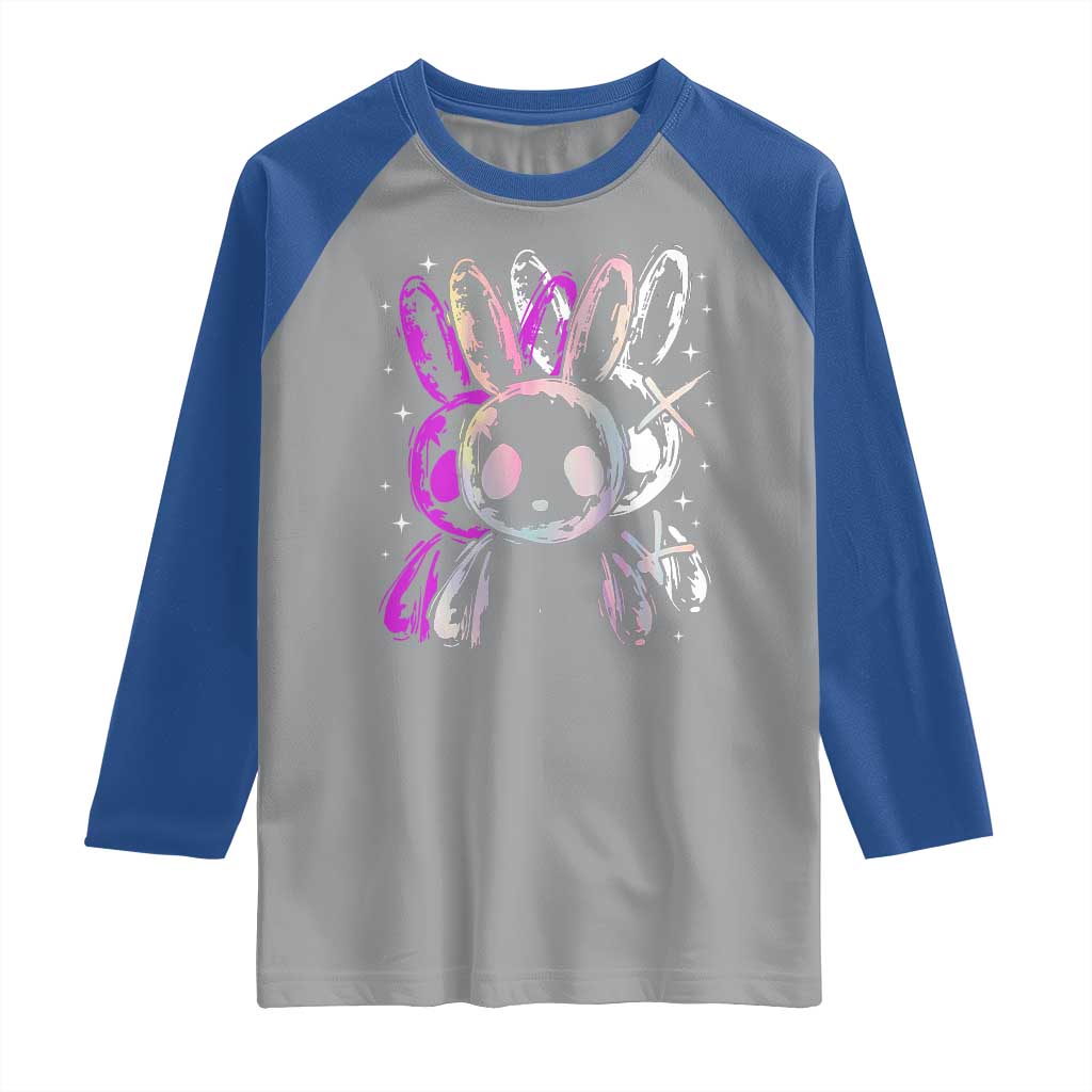 Horror Cute Bunny Rabbit Raglan Shirt Horror Aesthetic - Wonder Print Shop
