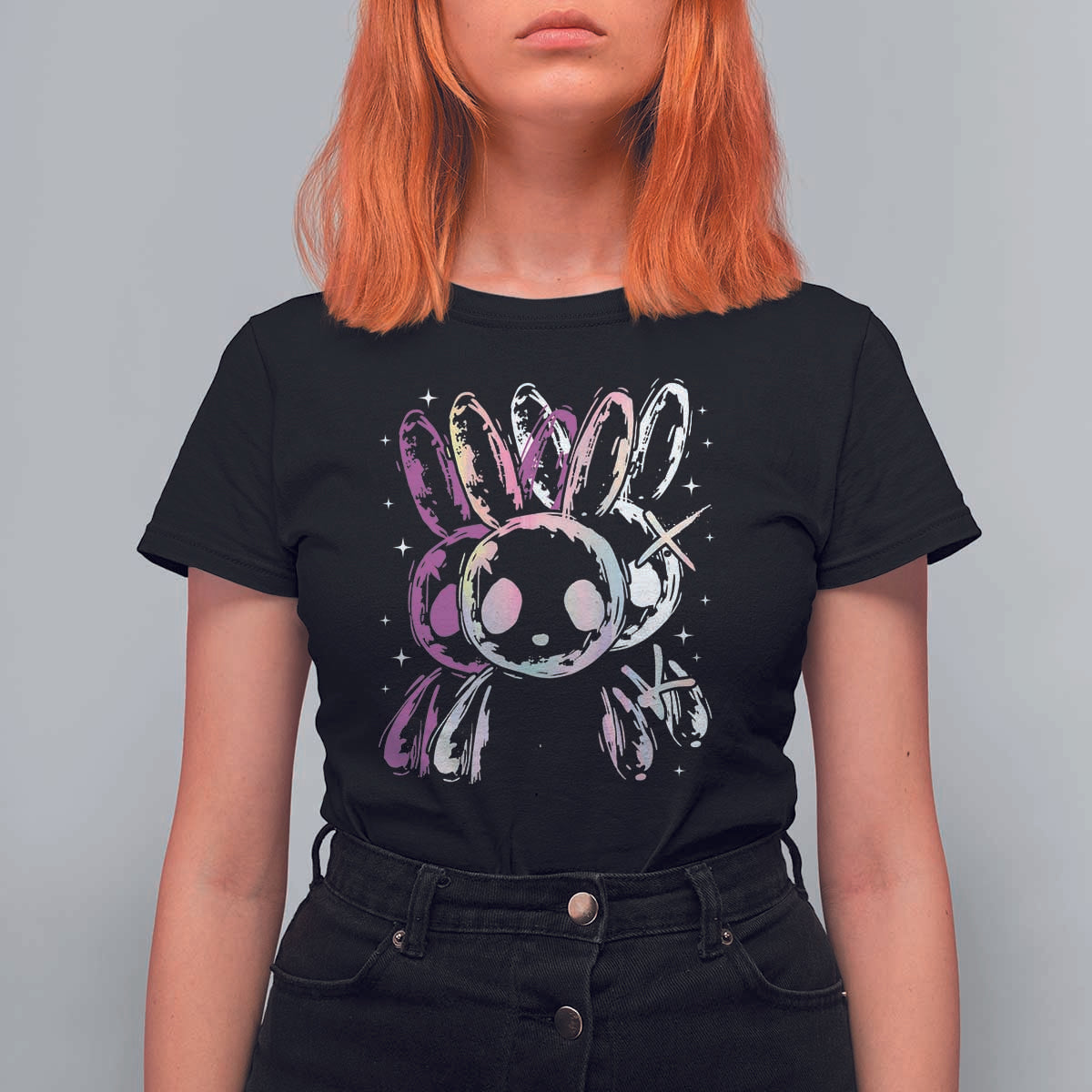 Horror Cute Bunny Rabbit T Shirt For Women Horror Aesthetic - Wonder Print Shop