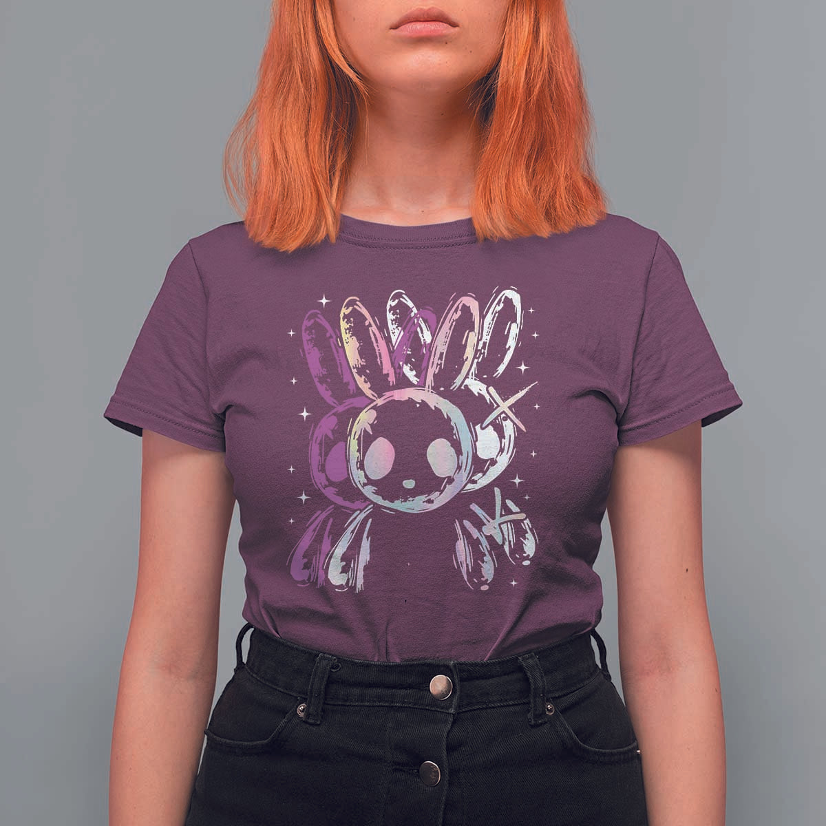 Horror Cute Bunny Rabbit T Shirt For Women Horror Aesthetic - Wonder Print Shop