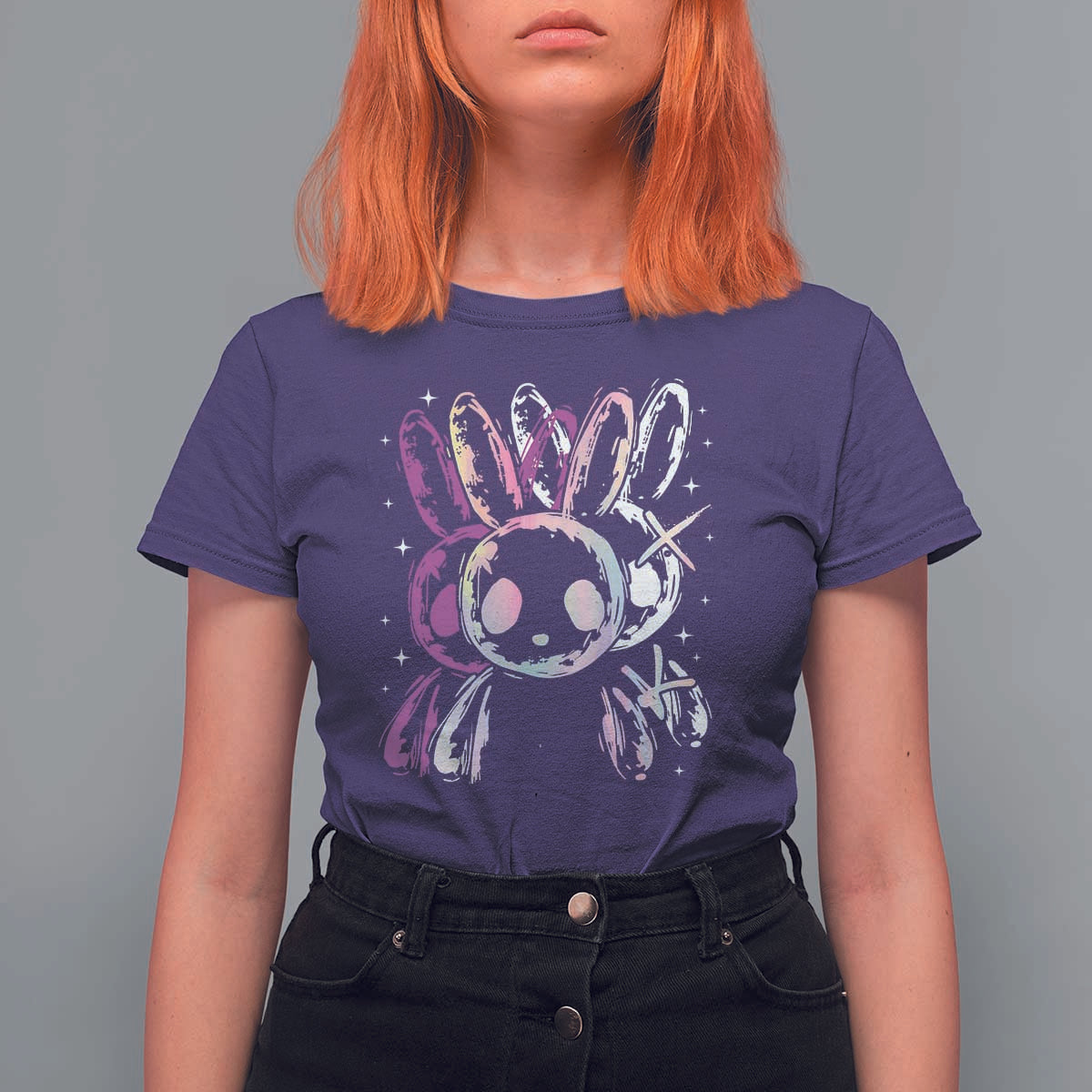 Horror Cute Bunny Rabbit T Shirt For Women Horror Aesthetic - Wonder Print Shop