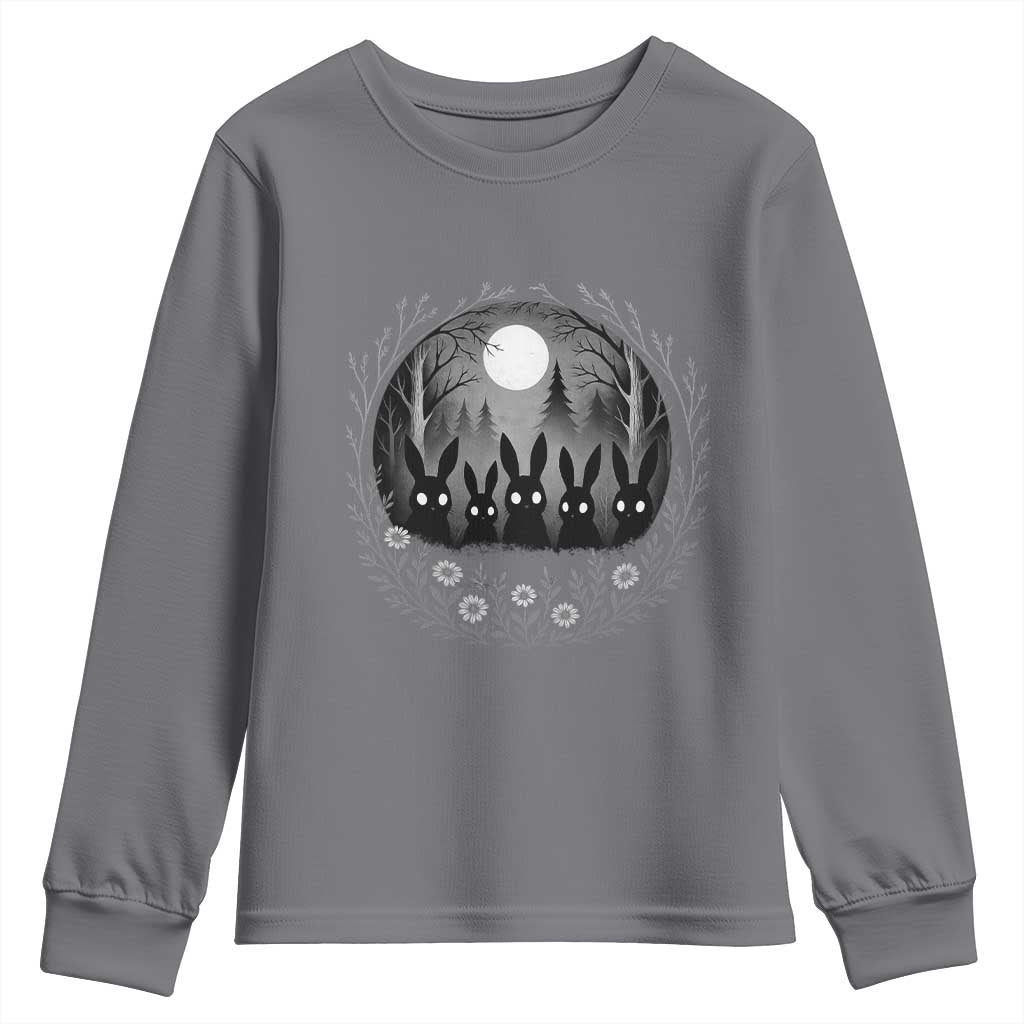 Creepy Cute Bunny Rabbits Youth Sweatshirt Dark Horror Aesthetic - Wonder Print Shop
