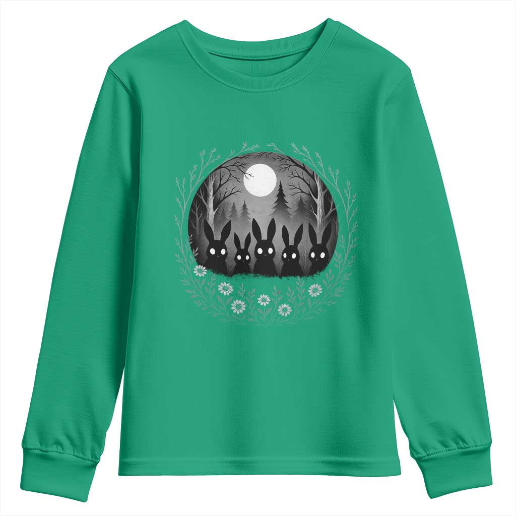 Creepy Cute Bunny Rabbits Youth Sweatshirt Dark Horror Aesthetic - Wonder Print Shop