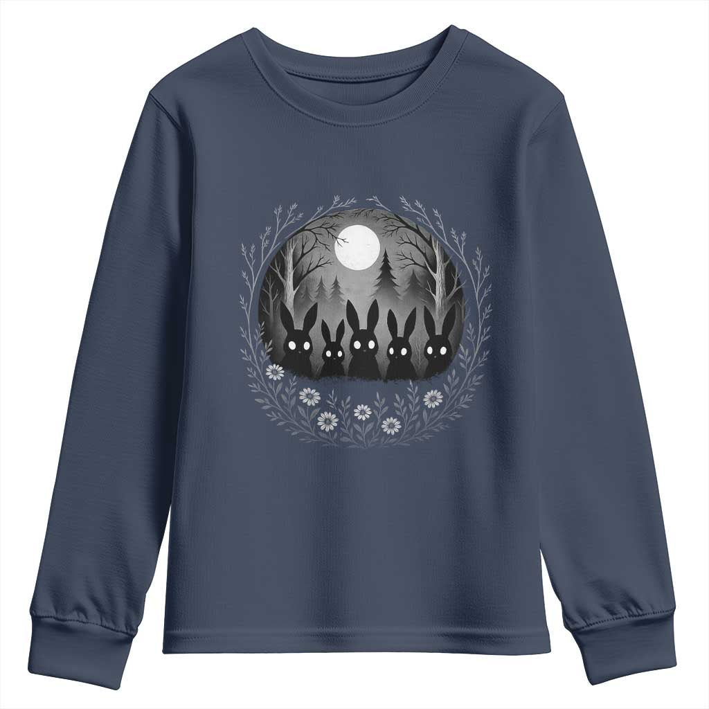 Creepy Cute Bunny Rabbits Youth Sweatshirt Dark Horror Aesthetic - Wonder Print Shop