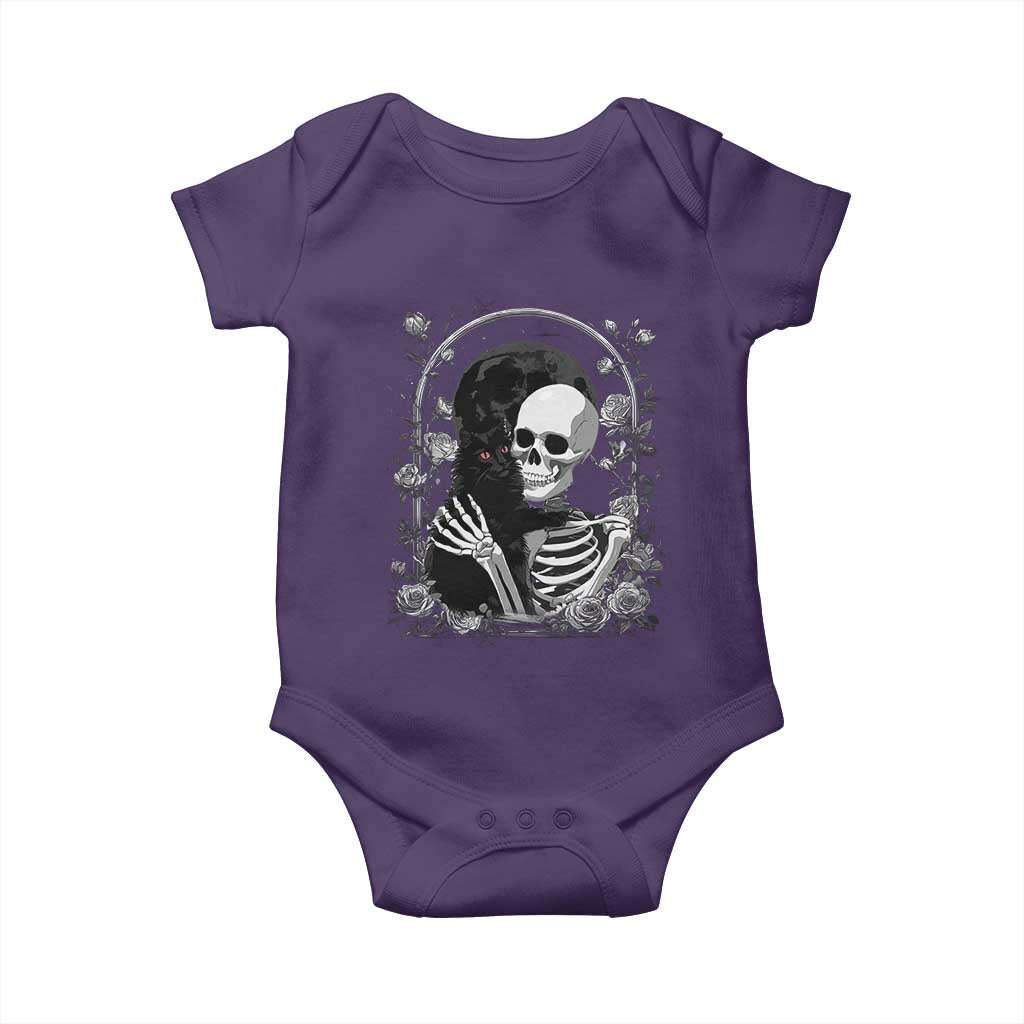 Funny Full Moon Horror Art Baby Onesie Skeleton Hug Maine Coon Cat - Wonder Print Shop