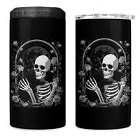 Funny Full Moon Horror Art 4 in 1 Can Cooler Tumbler Skeleton Hug Maine Coon Cat
